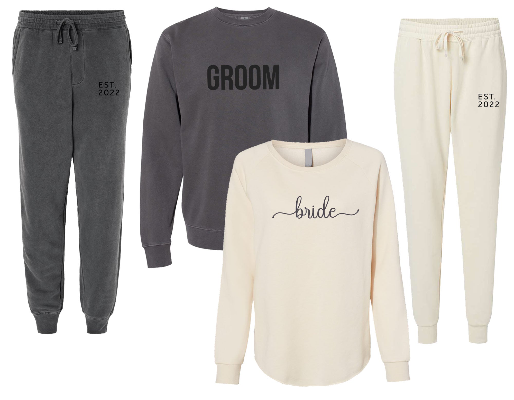 Groom & Bride custom Couple Matching Outfit - Sweatshirt & Sweatpants –