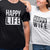 Happy Life Happy Wife - Graphic Matching T-Shirts for Couples_Black and White at TeeLikeYours.com