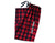 Unisex pajama pants in red-black color with printed custom names, part of personalized matching outfit sets for couples