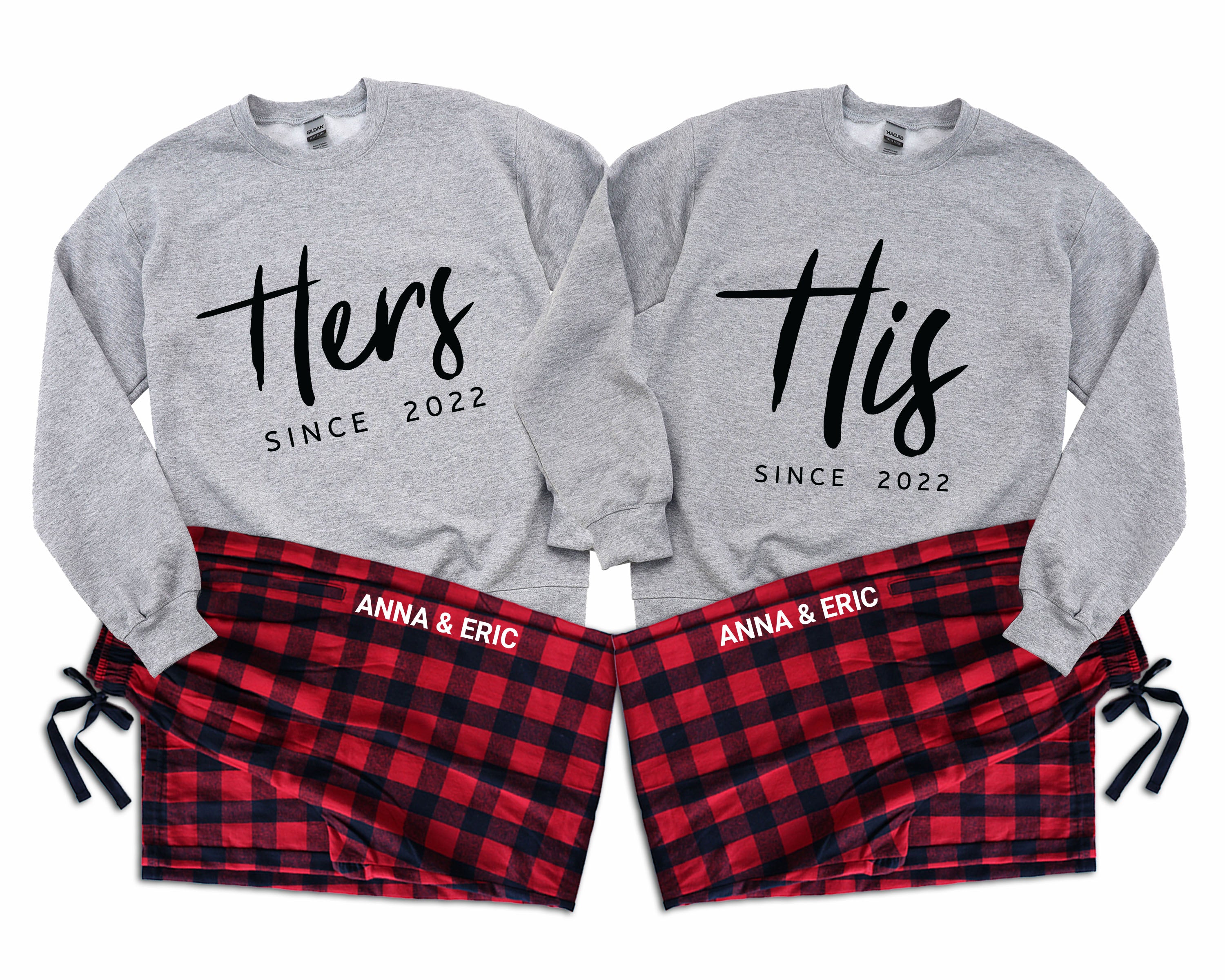 His & Hers - Personalized Couple Matching Pajamas, Valentines Day gift –