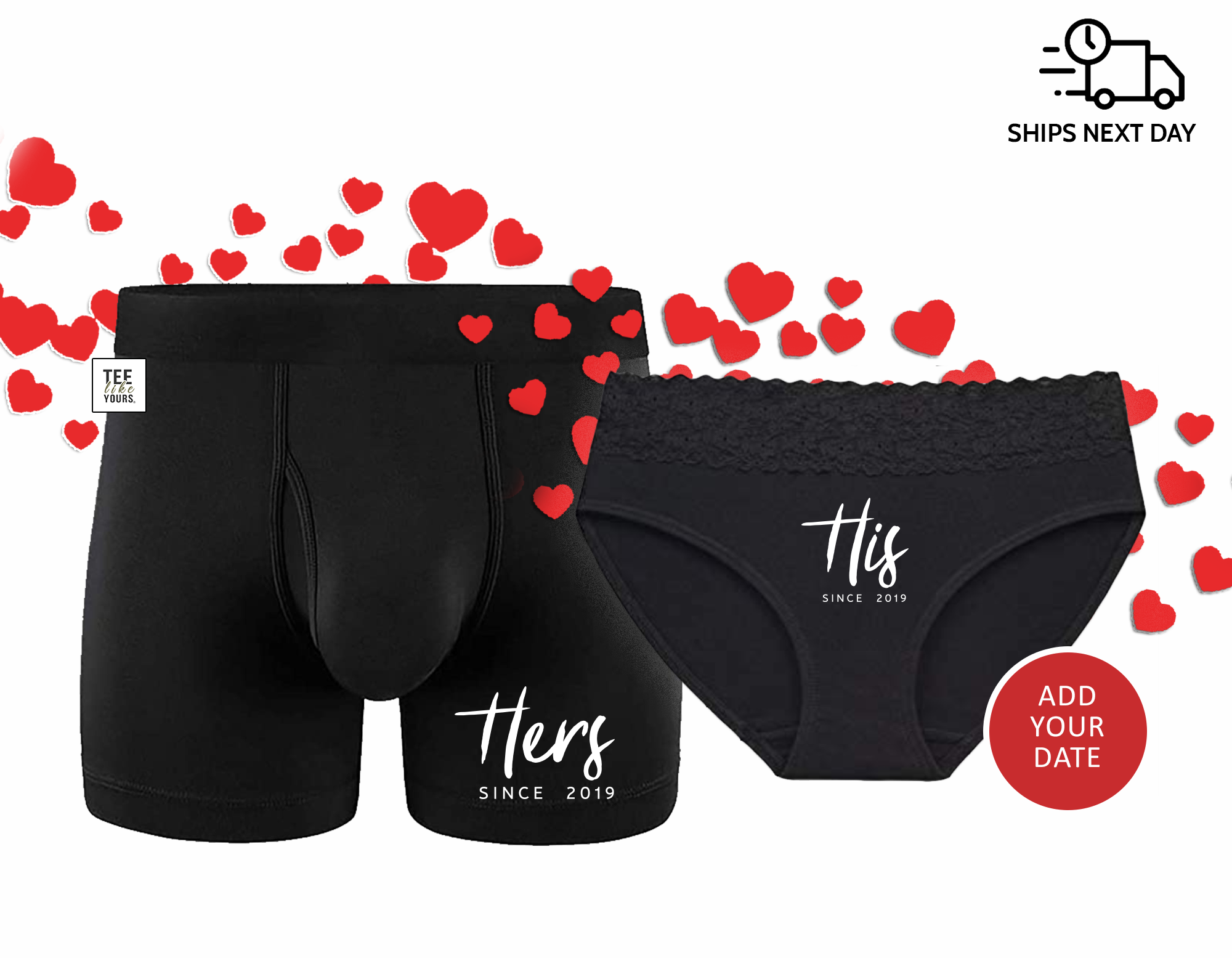 Customizable Valentine's Day Boxer Briefs - Black Boxer Brief Underwear