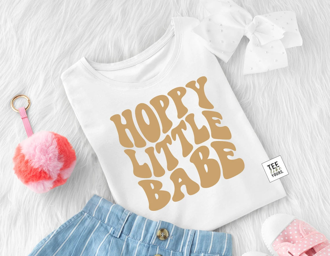 Hoppy Little Babe - Easter Baby t-shirt, Easter Toddler t-shirt, Little Bunny shirt, Easter Baby girl t-shirt, Eggs hunting toddler tee