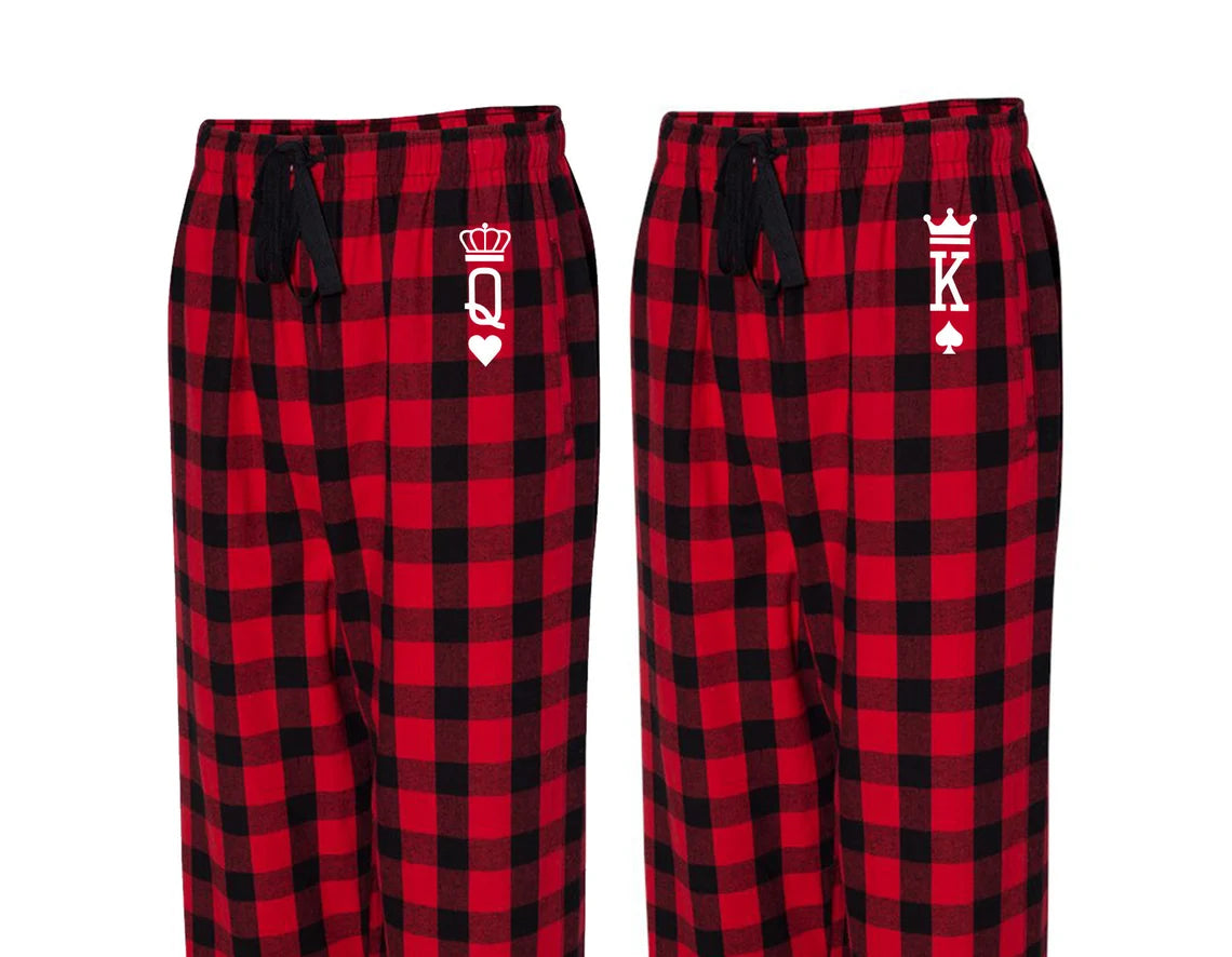 King Queen Couple Matching Pajama Pants Husband Wife Anniversary G teelikeyours