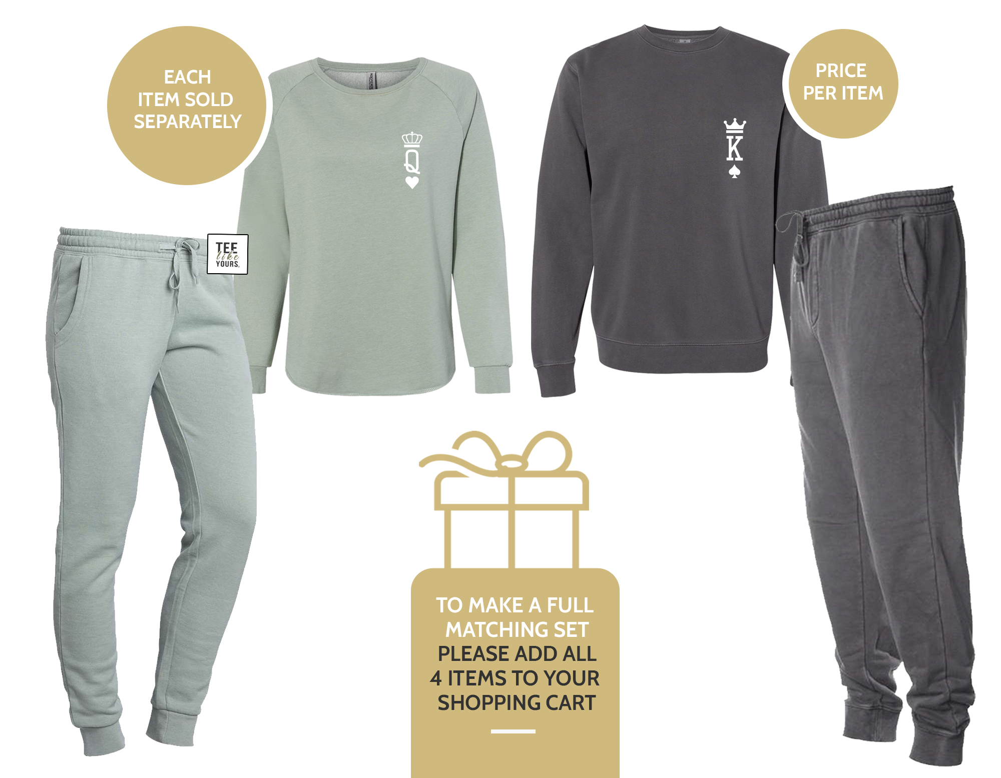King & Queen Couple Matching Set - Sweatshirt and Sweatpants couple outfit  –
