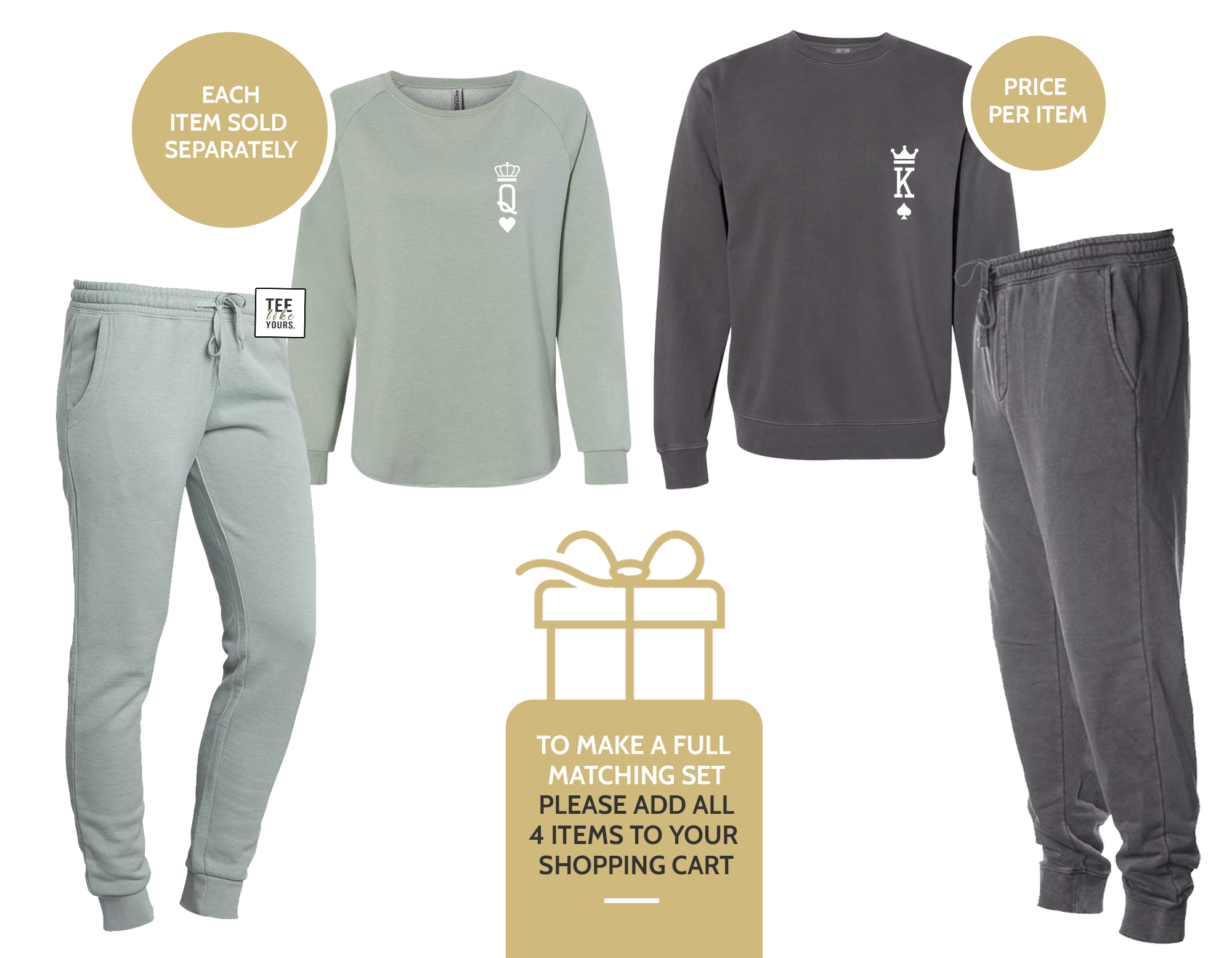 King & Queen Couple Matching Set - Sweatshirt and Sweatpants