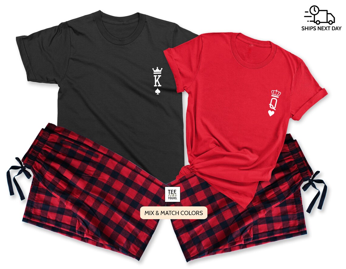 King & Queen - couple matching Christmas pajamas