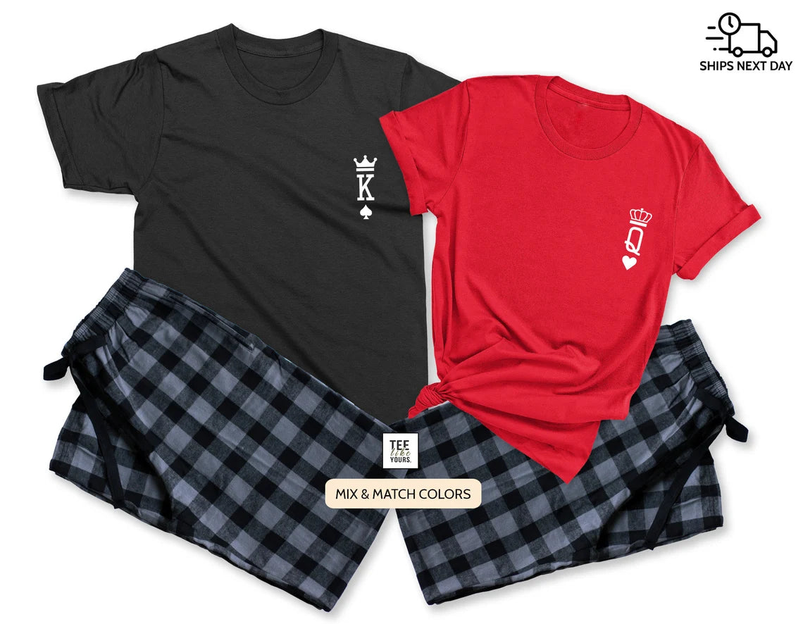 King & Queen - couple matching Christmas pajamas