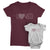Loved_short sleeve Graphic Matching T-Shirts for Mother and Daughter_Maroon and White Colors at TeeLikeYours.com