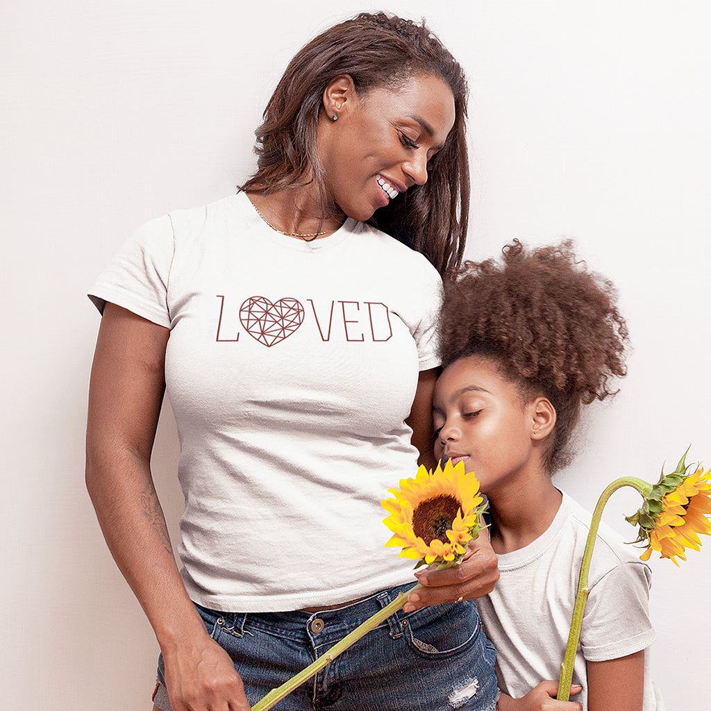 Mother and daughter matching instinctive shirts