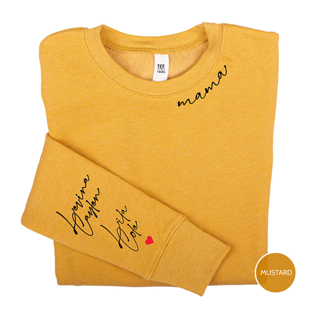 Personalized Mama Sweatshirt with Kids’ Names on Sleeve, Custom Mama Nickname Sweatshirt, Mother’s Day Gift