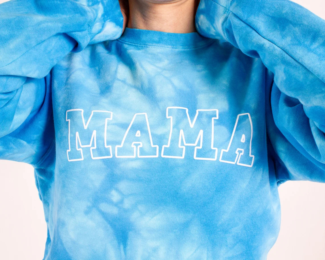 Mama Tie-Dyed Blue Sweatshirt, Gift For New Mom, Boy Mom Sweatshirt, Mother's Day Gift, Boy Mom Gift, Blue Mama Sweatshirt, Mom's birthday