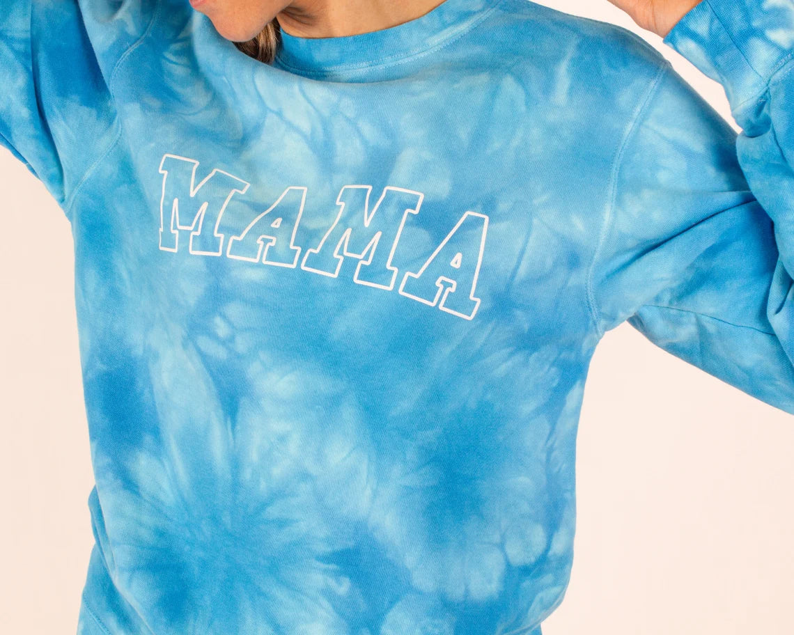 Mama Tie-Dyed Blue Sweatshirt, Gift For New Mom, Boy Mom Sweatshirt, Mother's Day Gift, Boy Mom Gift, Blue Mama Sweatshirt, Mom's birthday
