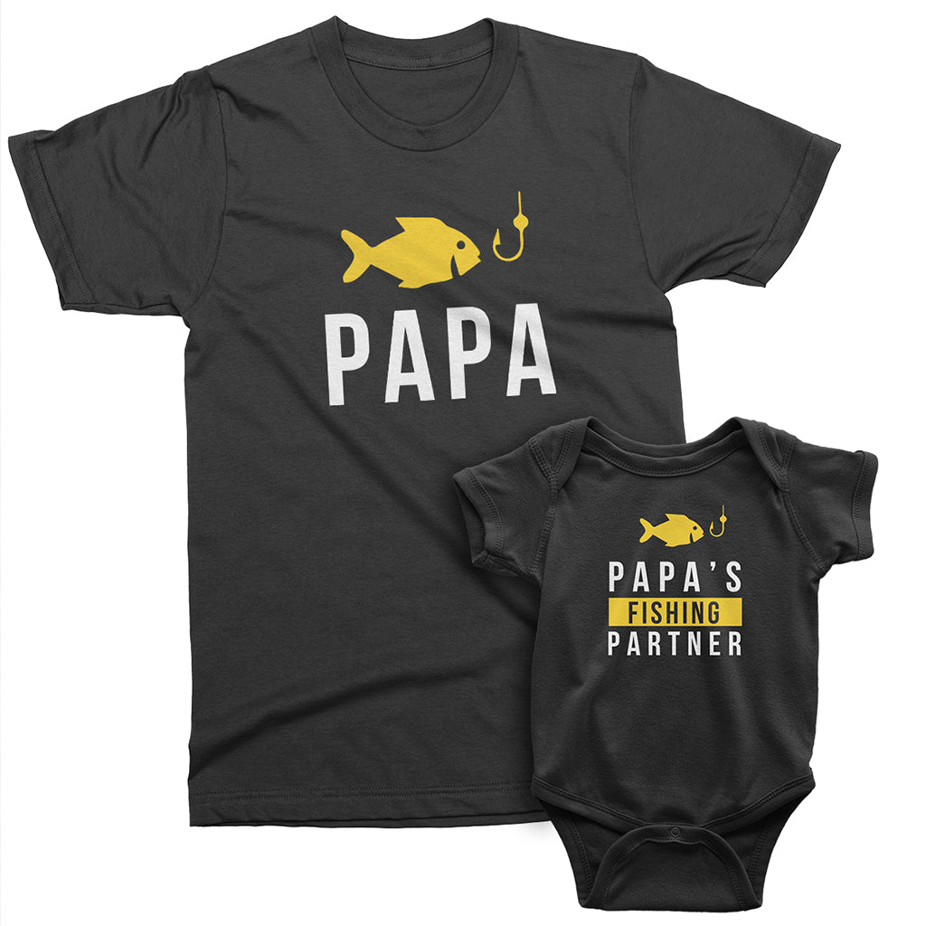 Papa and Papas Fishing Partner | Matching t-shirts for Dad and Kids| Grandpa and Grandkids | Outdoor weekend funny outfits | Fathers day ideas | Price per item
