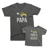 Papa and Papa's Little Helper_short sleeve Graphic Matching T-Shirts for Grandpa and Grandchild_Asphalt color at TeeLikeYours.com