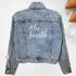 Personalized Statement Bridal Denim Jacket | Pearl Jean Jacket with Custom Name | MRS Jacket | Custom Date Placement on Collar | Bride Gift