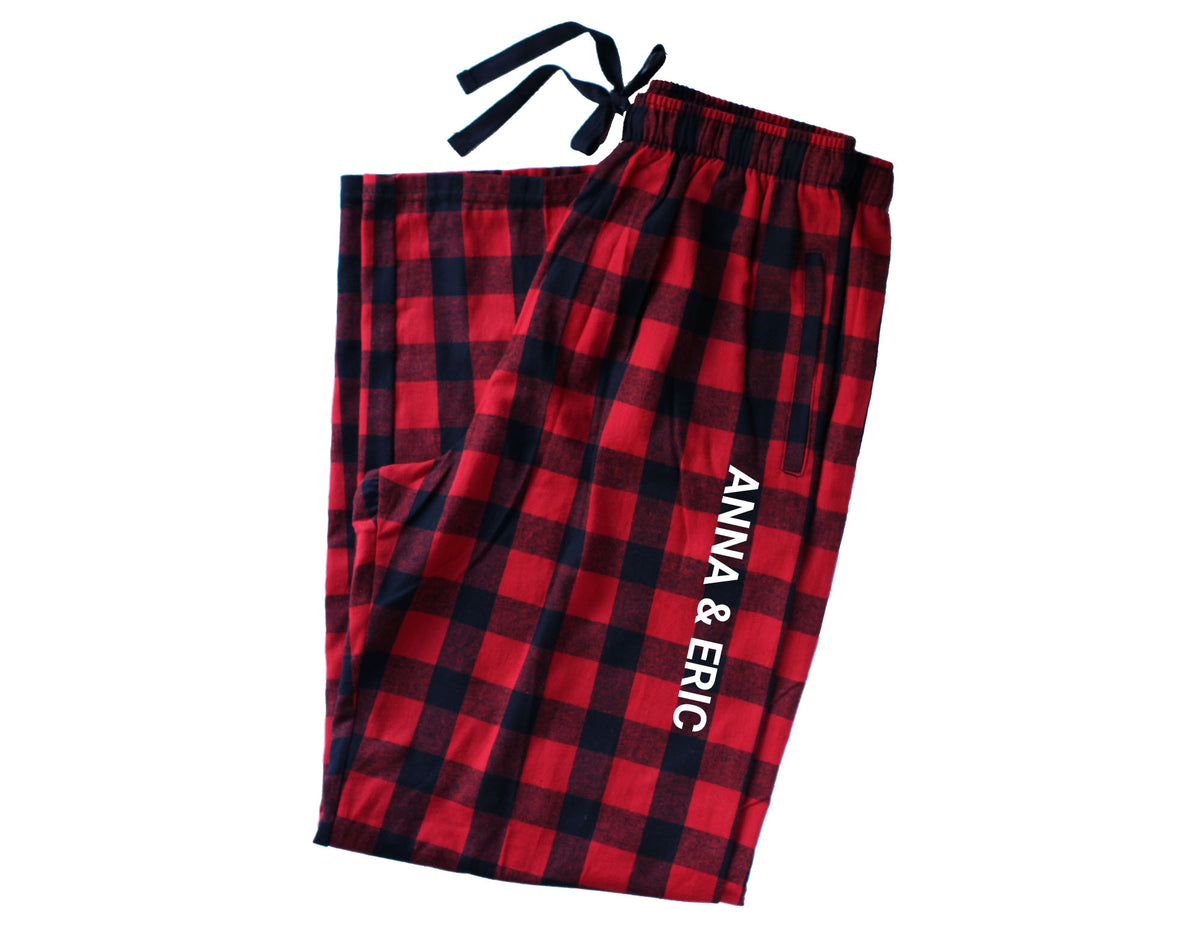 His & Hers couple matching sweatshirt and flannel pajama set with custom year and names 06