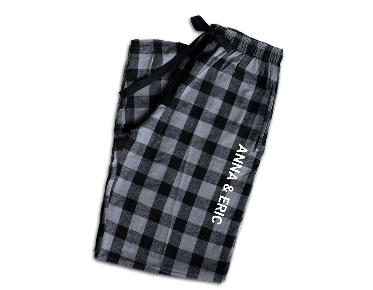 His & Hers couple matching sweatshirt and flannel pajama set with custom year and names 05
