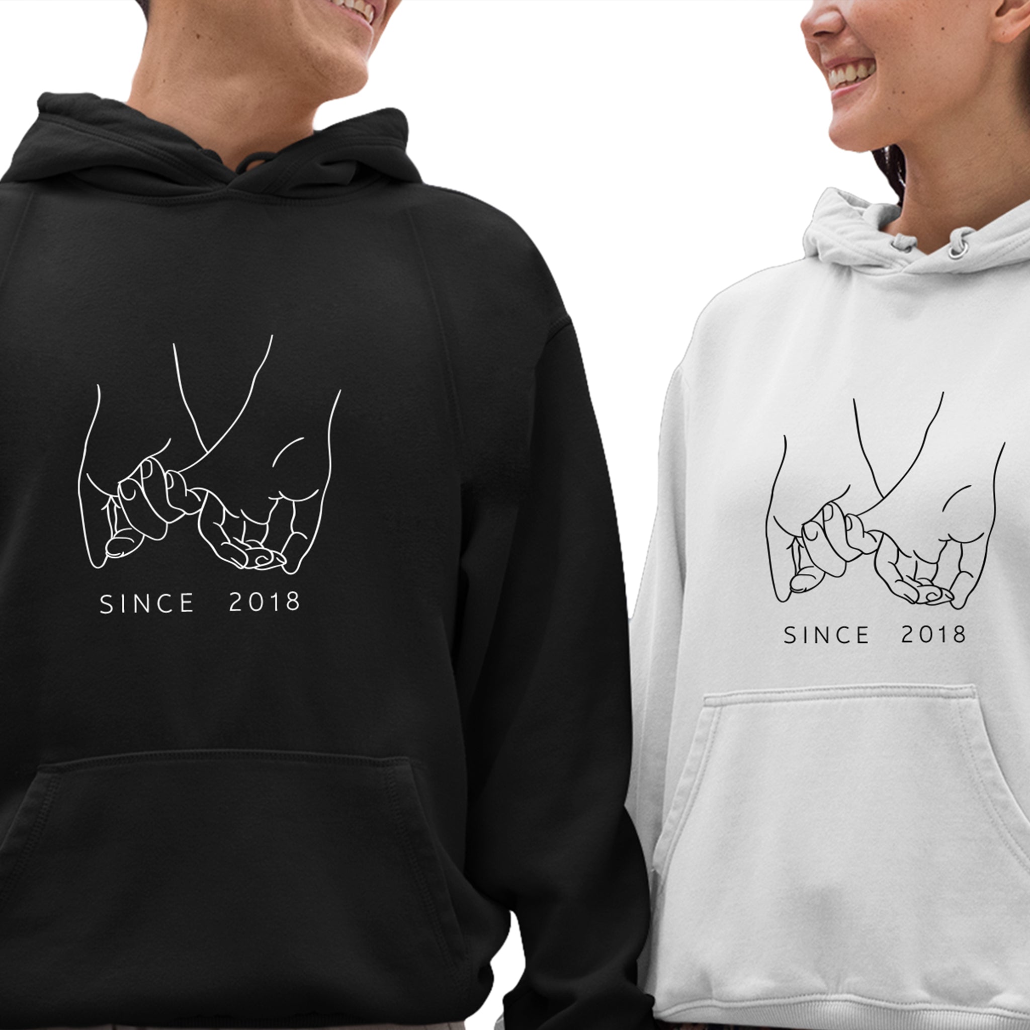 Holding pinkies, Couple Matching - Hoodies –