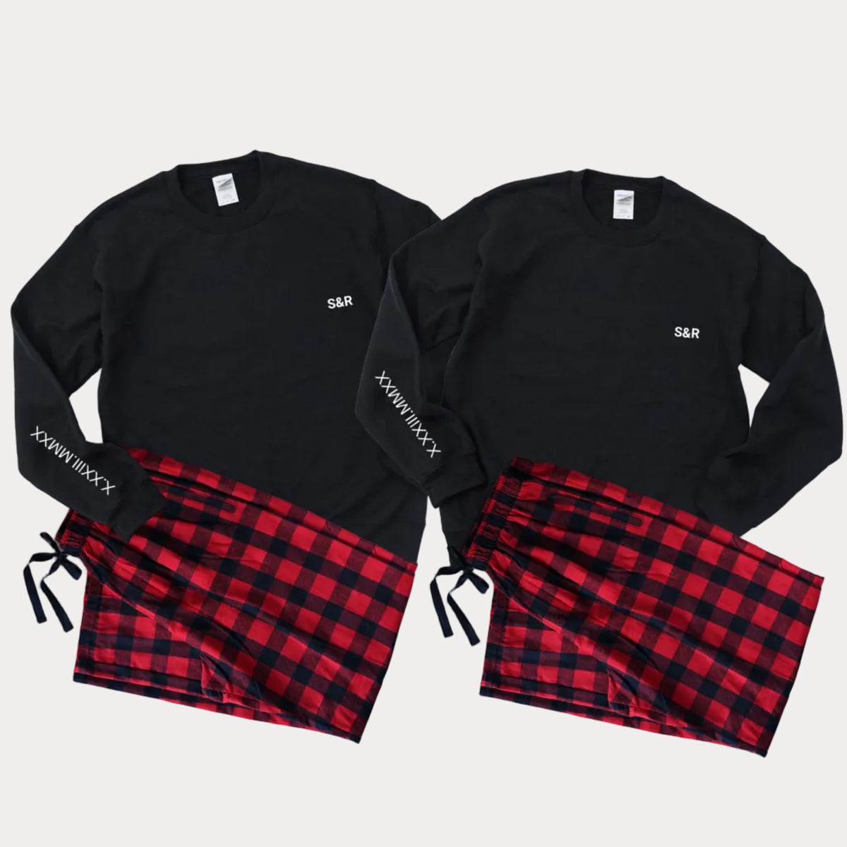 Personalized Matching Couple Sweatshirts & Flannel Pajama Pants Sets