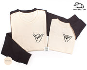Hang loose Shirts, Shaka greeting - Aloha Spirit matching t-shirts for Father and Kids Natural color