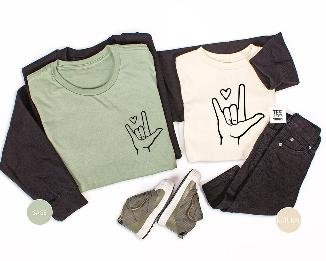 Sign Language - I love you. Mom & Baby matching outfits, Mommy and Me Shirts, Mother's Day Gift, New Mom Shirt, Mom's birthday gift