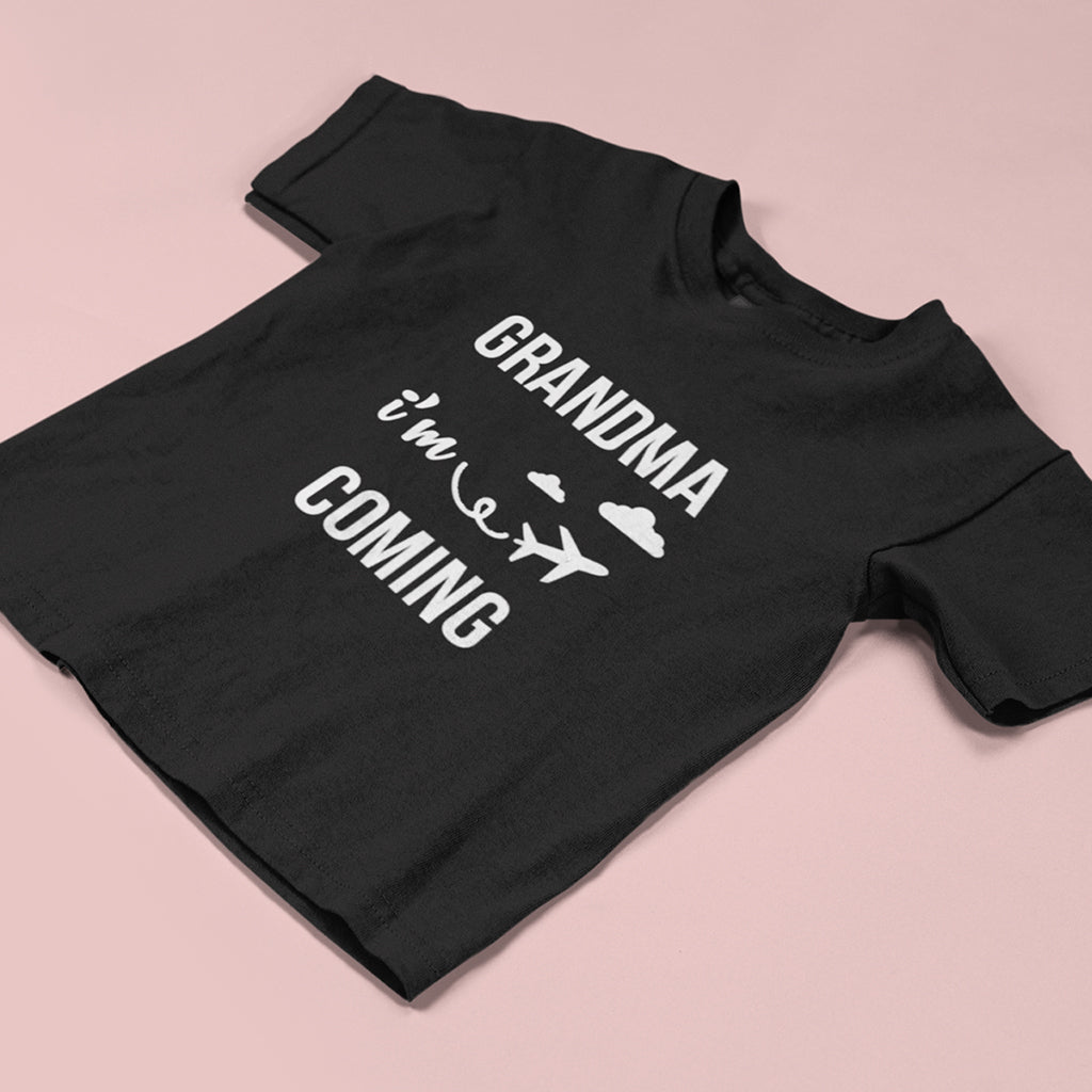 Surprise Your Grandma with_Grandma I'm Coming_short sleeve Graphic T-Shirt_Black color at TeeLikeYours.com