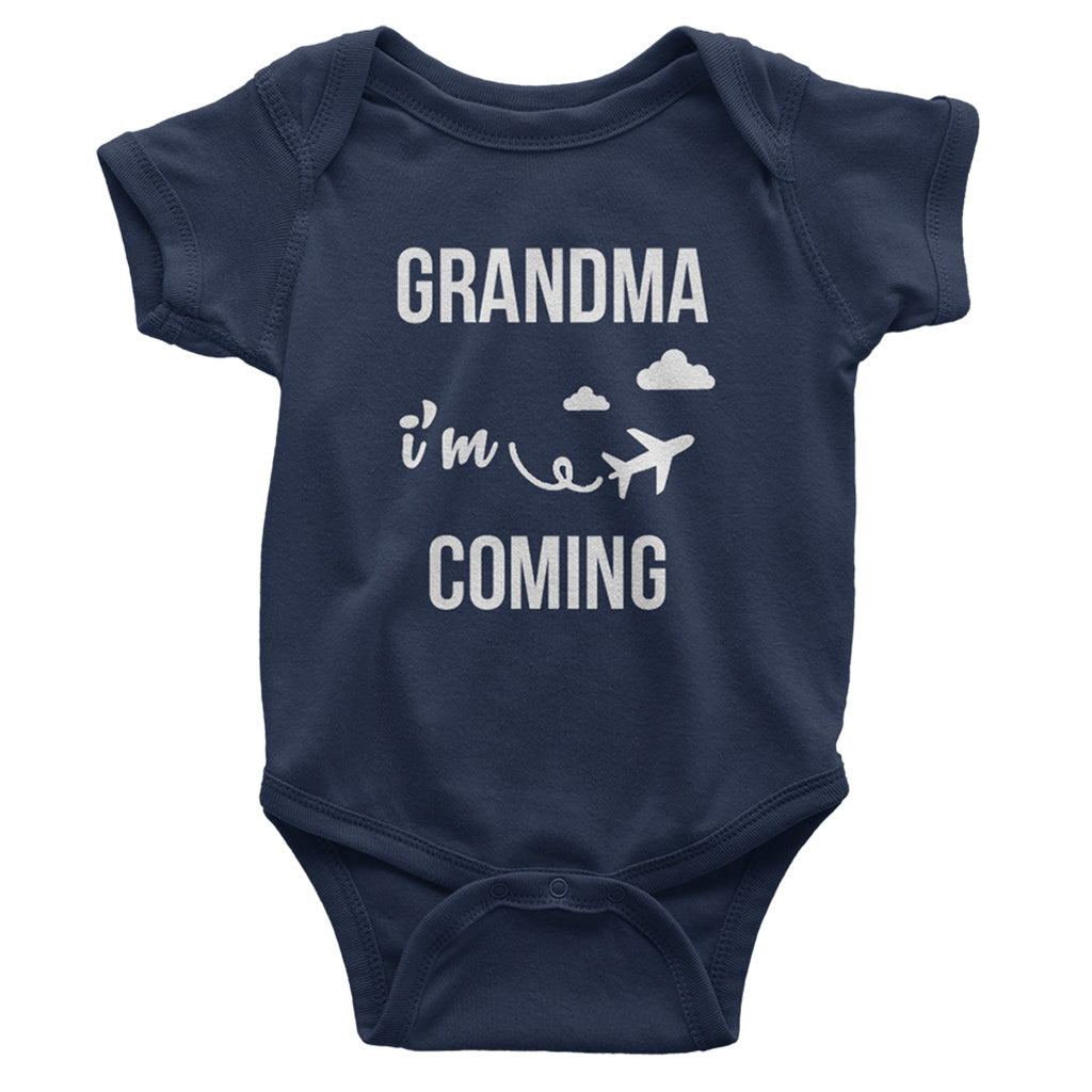 Surprise Your Grandma with_Grandma I'm Coming_short sleeve Graphic T-Shirt_Navy color at TeeLikeYours.com