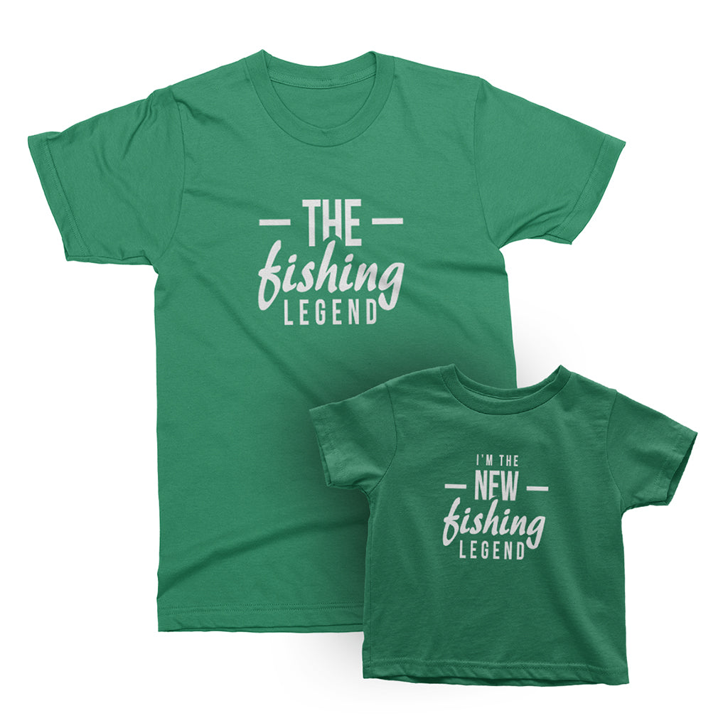 The Fishing Legend_short sleeve Graphic Matching T-Shirts_Kelly Green color at TeeLikeYours.com