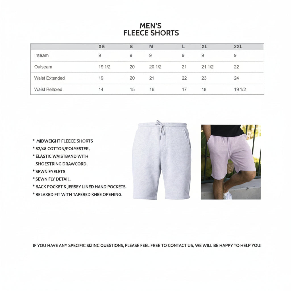 Men’s casual shorts size chart and material information for personalized matching couple set