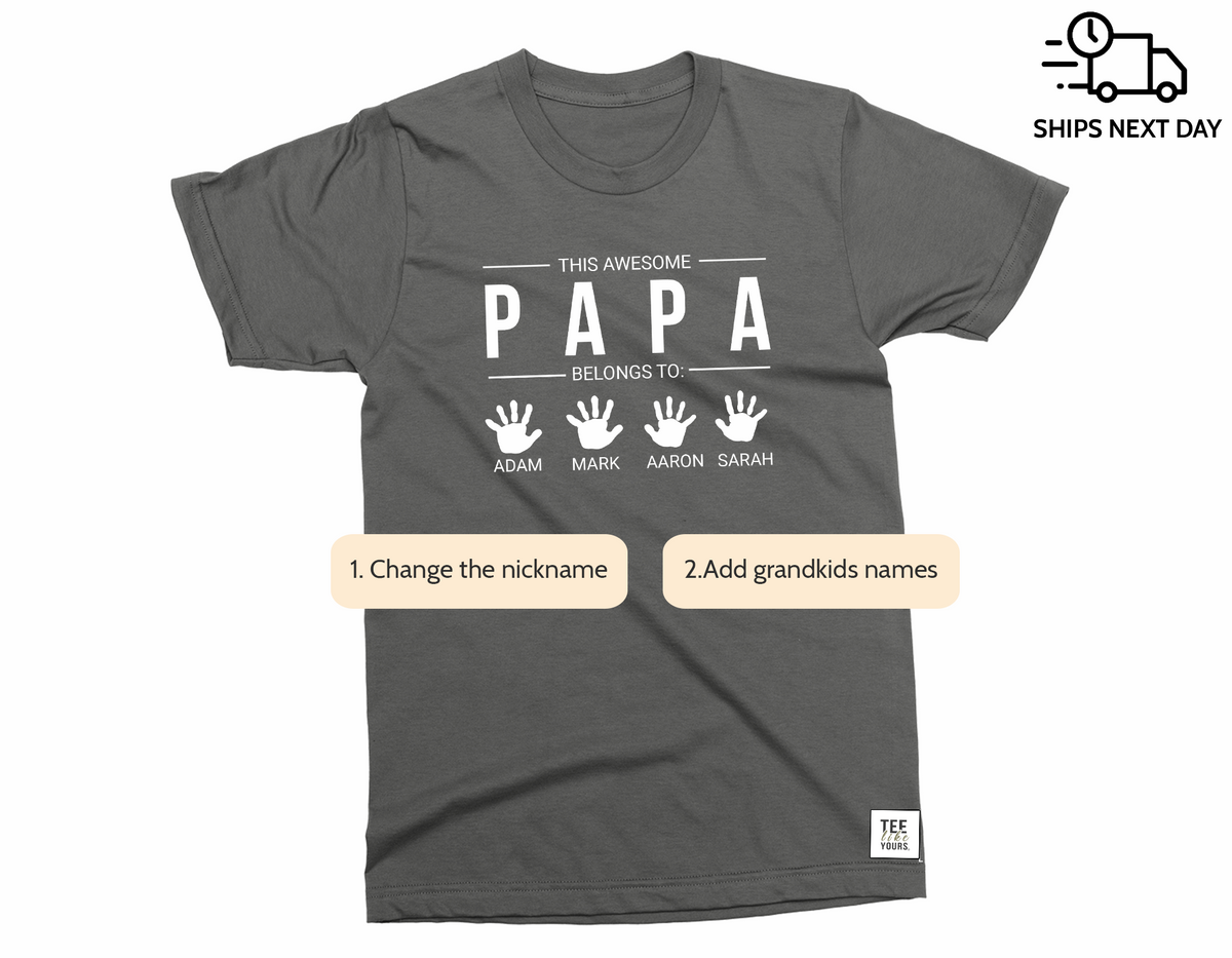 This Awesome Grandpa - Personalized Grandpa t-shirt with Grandkids names, asphalt Color