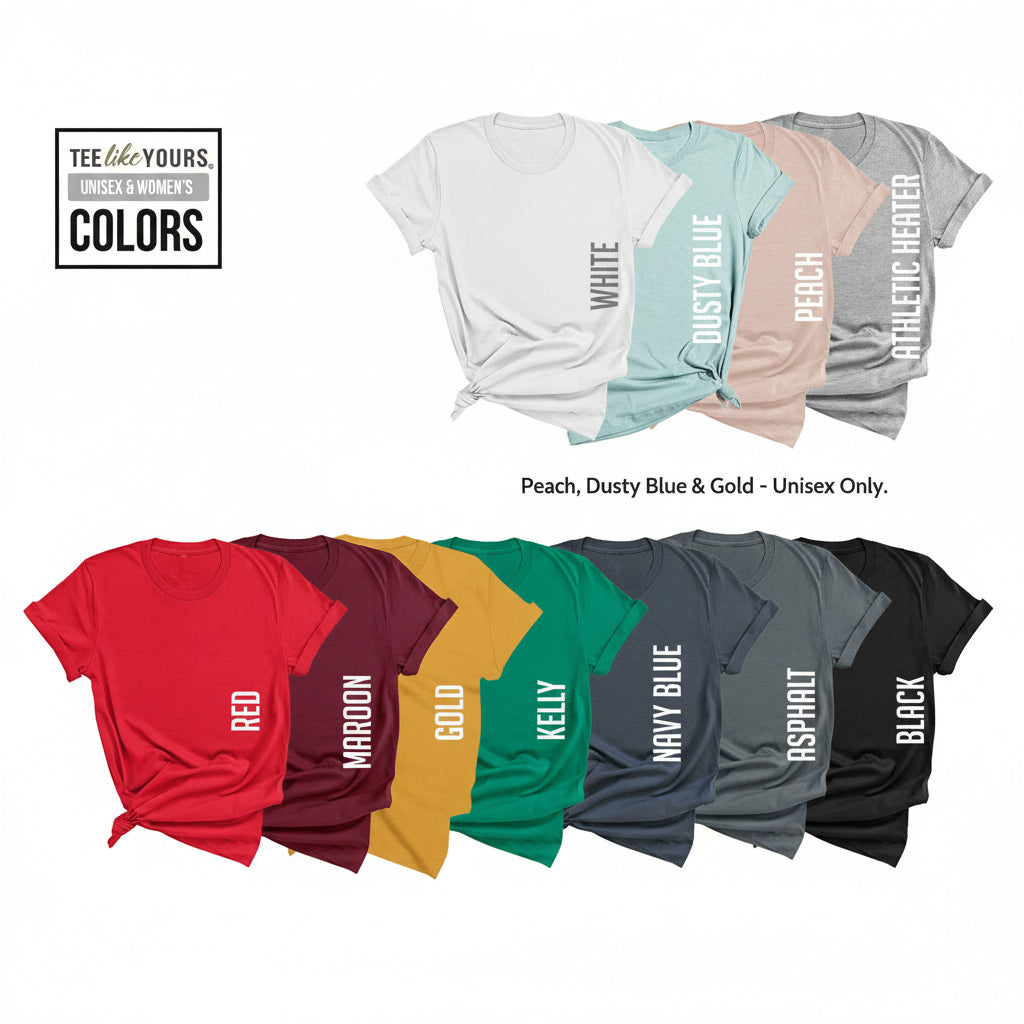 Unisex short sleeve Mr and Mrs t shirt color options for personalized matching couple sets